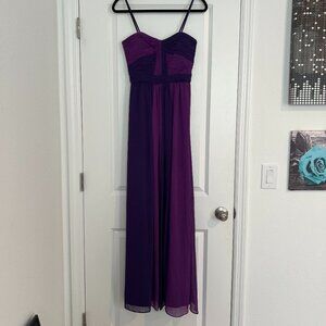 MAX & CLEO Purple Sheer Ombre Maxi Prom Formal Ruched Bodice Chiffon Dress 2